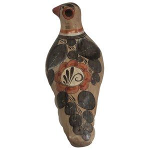 Mexican Pottery Tonala Bird Dove Partridge Colorful Hand Painted Folk Art